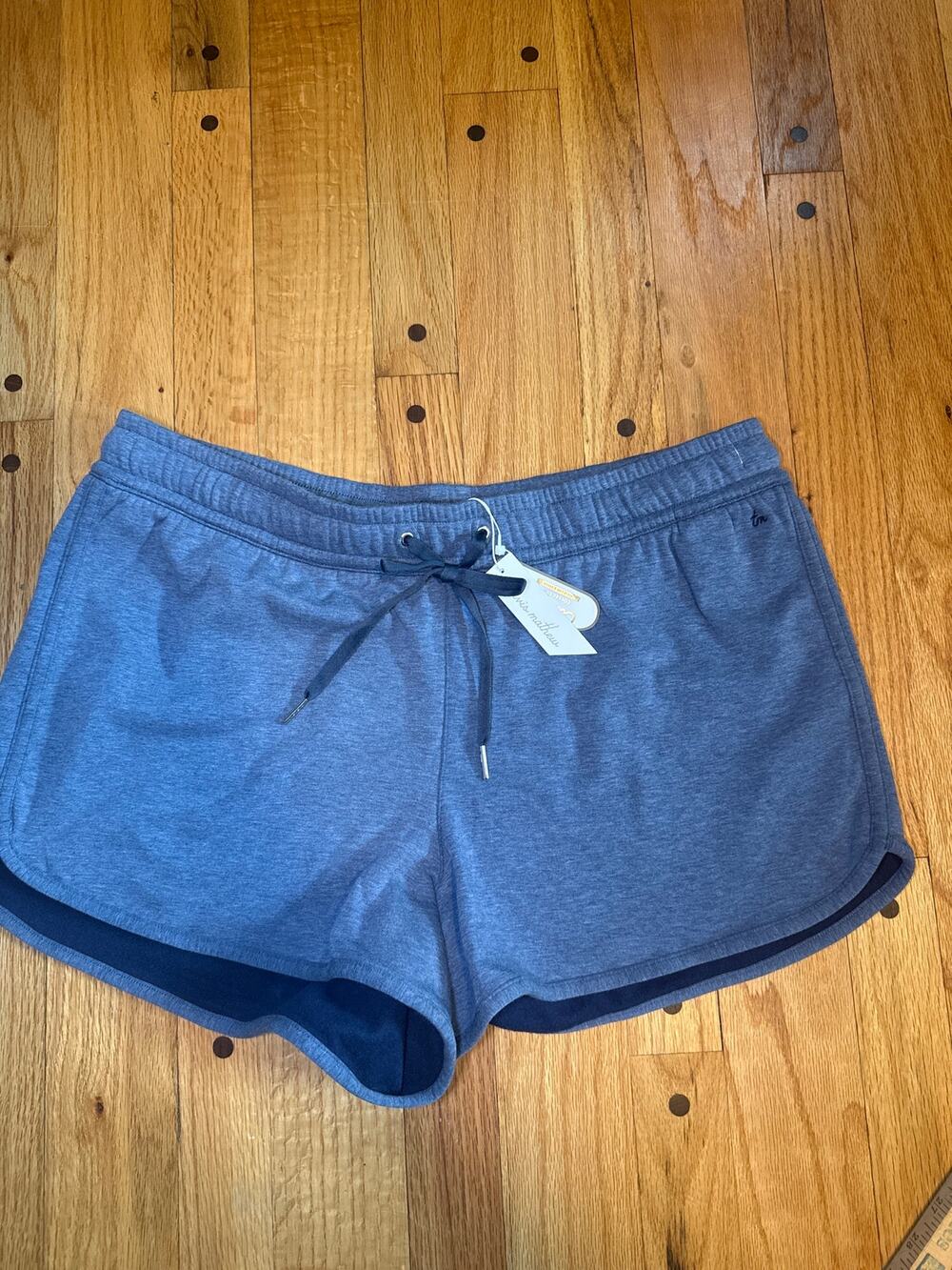 NEW TravisMathew Cloud Tie Shorts Women’s XL Heather Navy Lounge Athleisure